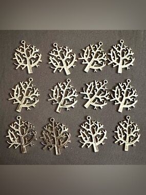 BUY NOW Silver tone Tree Charm Lot of 12 for Jewelry or DIY Crafting